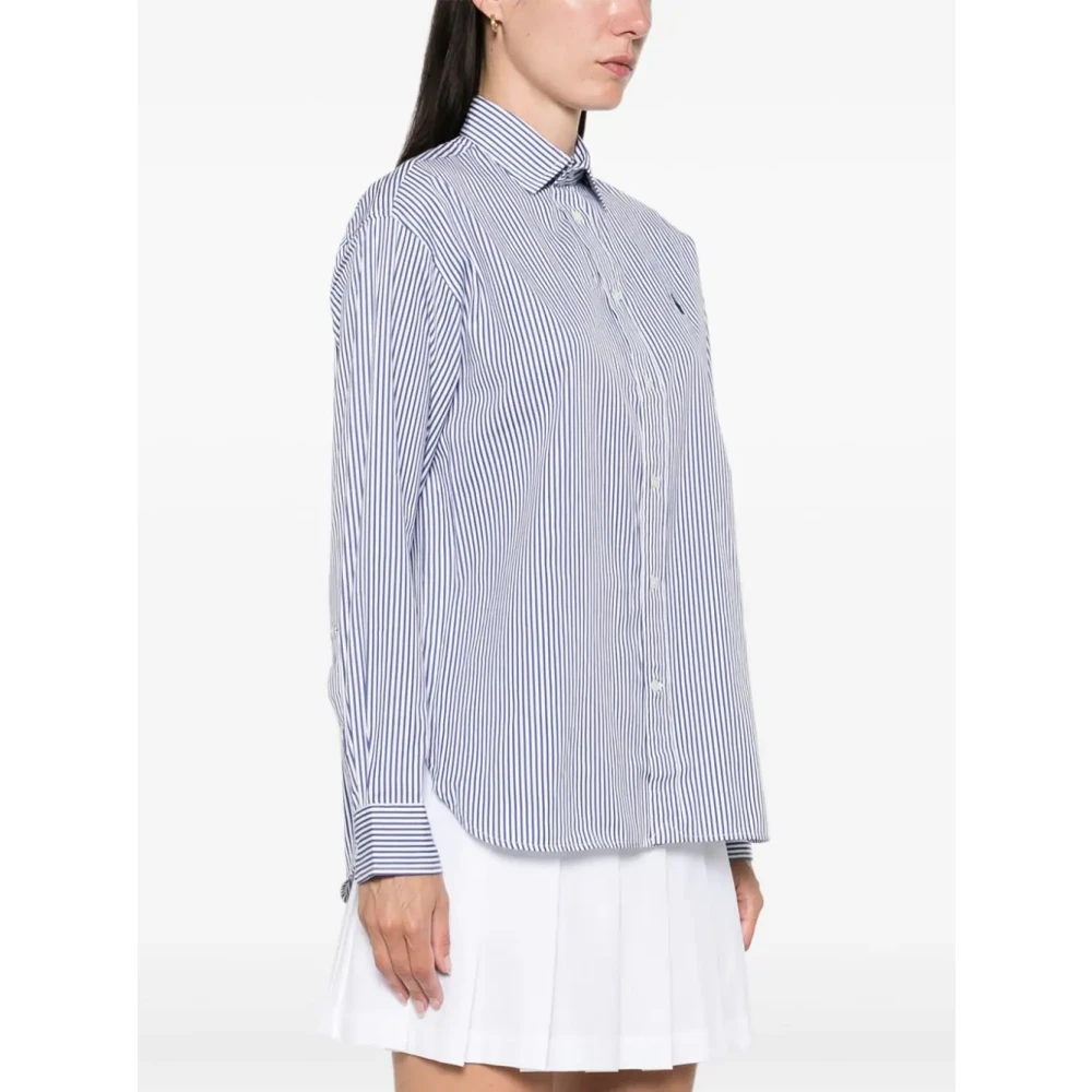 Polo Ralph Lauren Blauw Gestreept Poplin Overhemd Blue Dames
