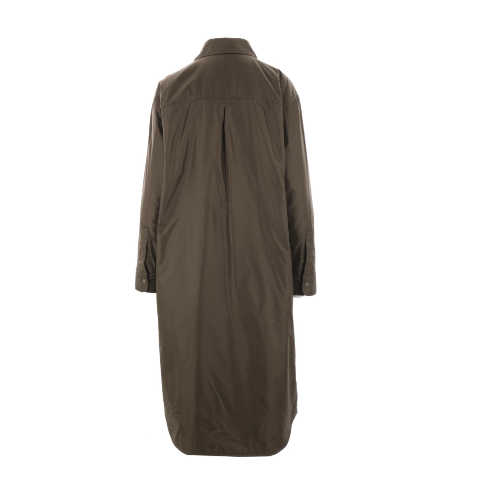 Aspesi Militaire Stijl Lange Nylonjas Green Dames
