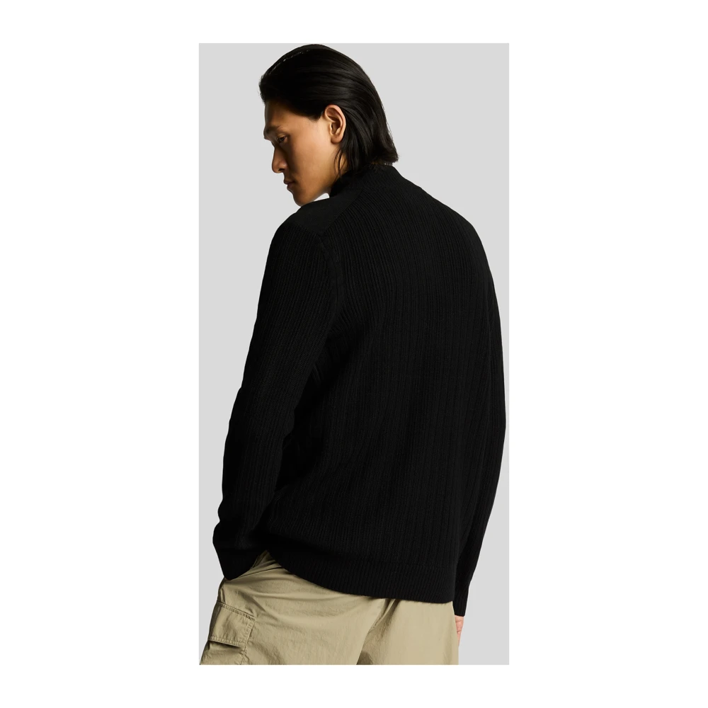 Lyle & Scott Mid Knits Geribbelde Quarter Zip Trui Beige Heren