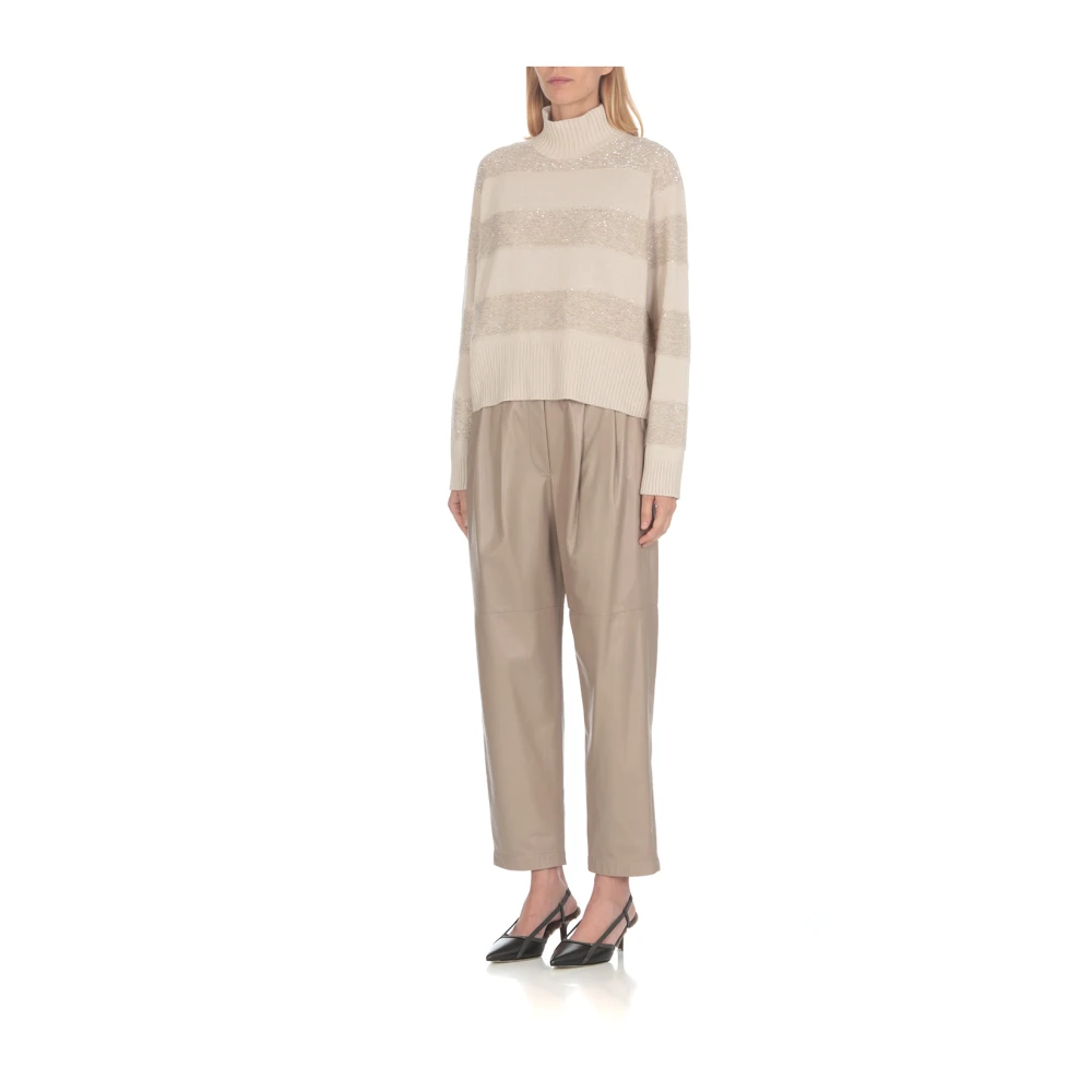 BRUNELLO CUCINELLI Luxe Beige Paillettrui Beige Dames