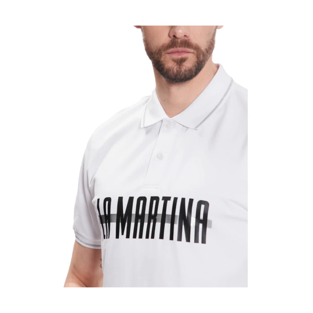 LA MARTINA Glitter Kraag Polo Jersey White Heren