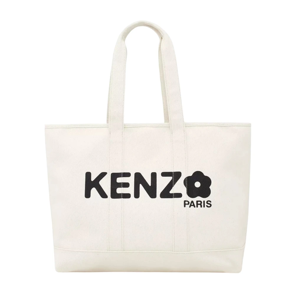 Kenzo Unisex Bianco Borsa Shopper Utility Con Stampa Fiore Boke