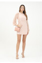 robe-courte-rose-avec-manches-en-georgette