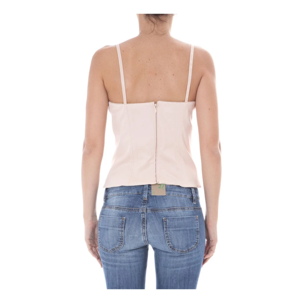 John Galliano Roze Kant Inzet Top met Verstelbare Bandjes Pink Dames