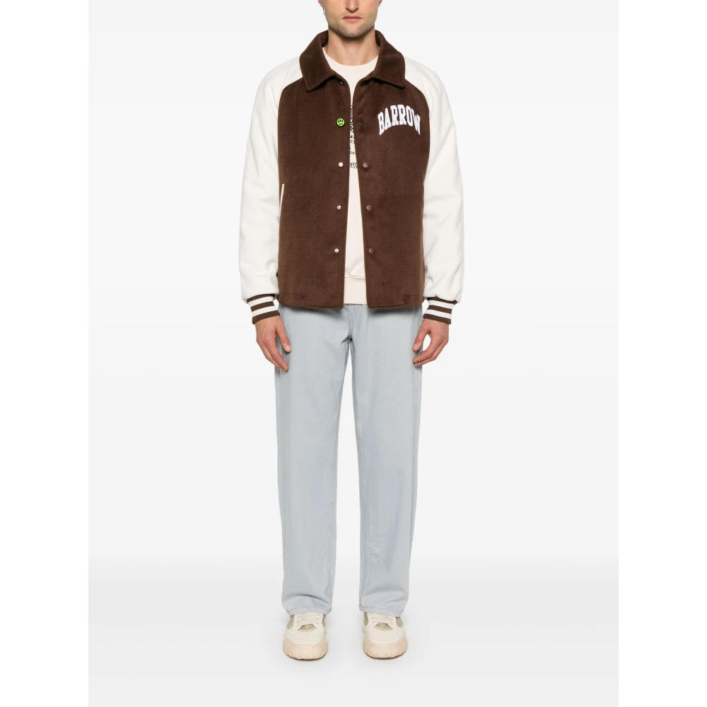 Barrow Beige Contrast Mouw Varsity Jas Brown Heren