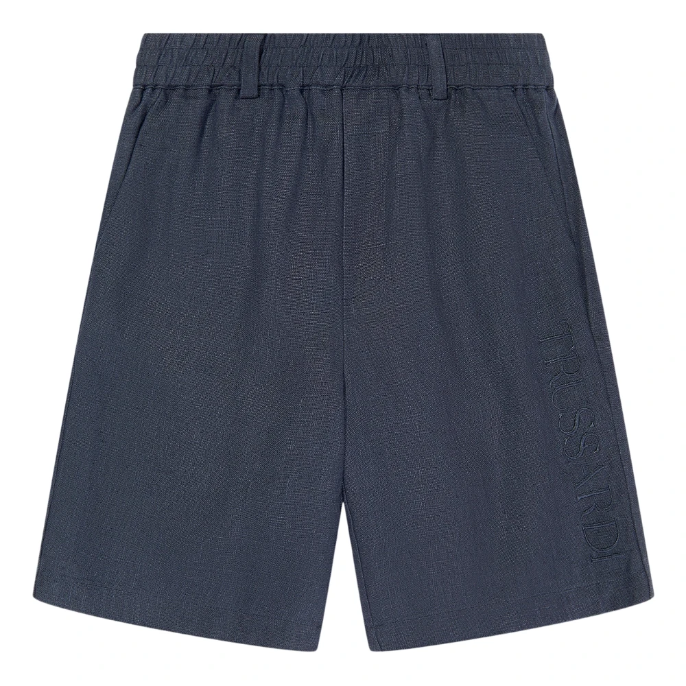 Trussardi Boys Blue Shorts, 14 Y, Nauta Linen Bermuda Shorts