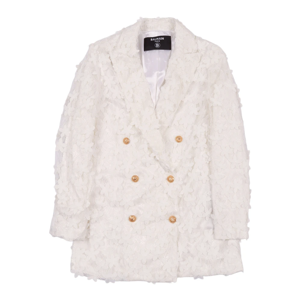 Balmain Unisex Kids White Buttoned Jacket - Kids Occasion Wear - 10 Y - Kids