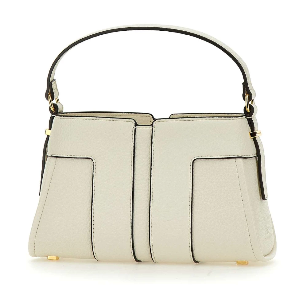 Elisabetta Franchi Gehamerd-effect vegan leren handtas in wit White Dames