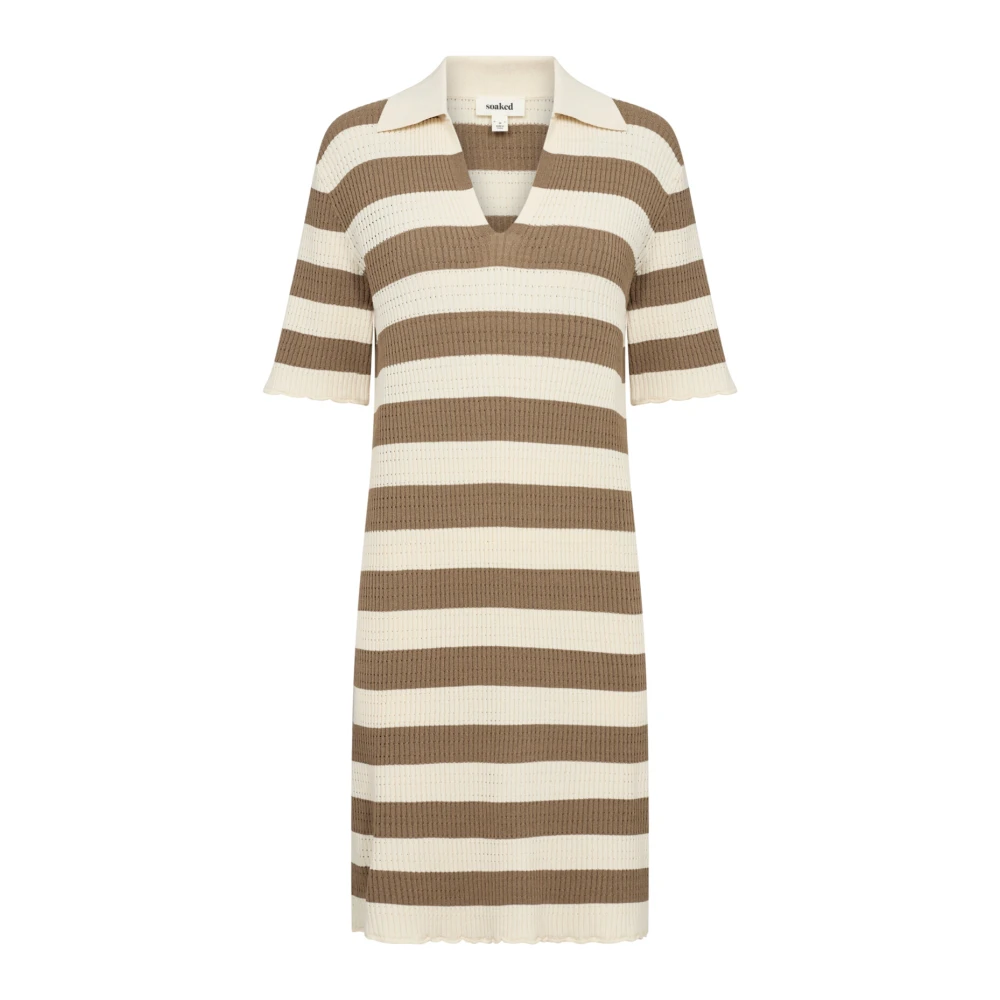 Soaked in Luxury Gestreepte Polo Jurk Sllidya Model Brown Dames