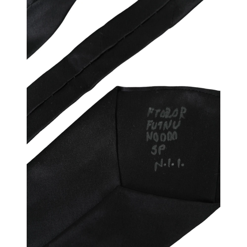 Dolce & Gabbana Zwarte Zijden Stropdas met Gezichtsmasker Black Heren