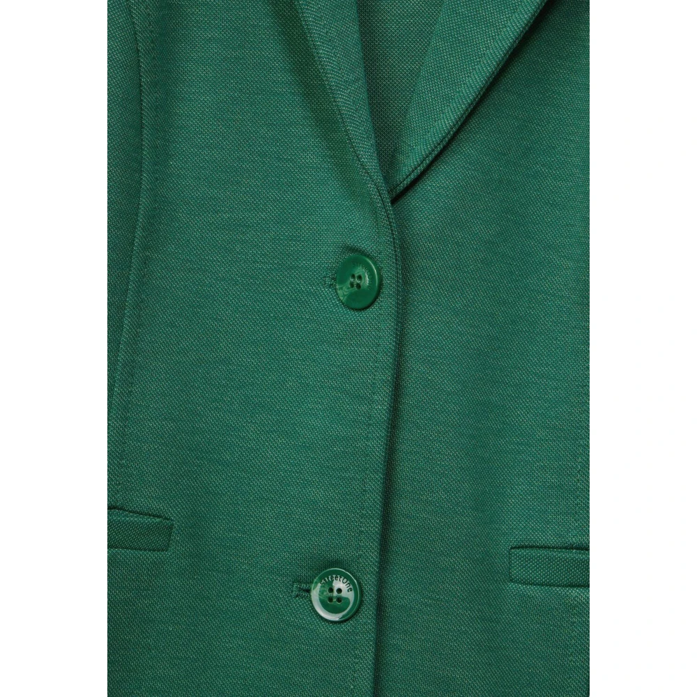 Street One Groene Button-Up Blazer met Revers Green Dames