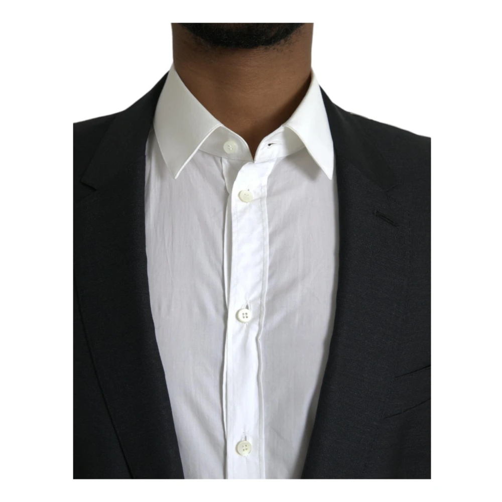 Dolce & Gabbana Zwarte Wol Blazer Slim Fit Black Heren