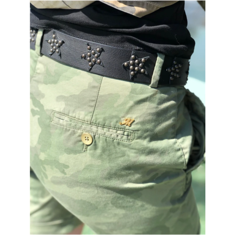 Mason's Camouflage Bermuda Shorts met decoratieve studs Green Dames