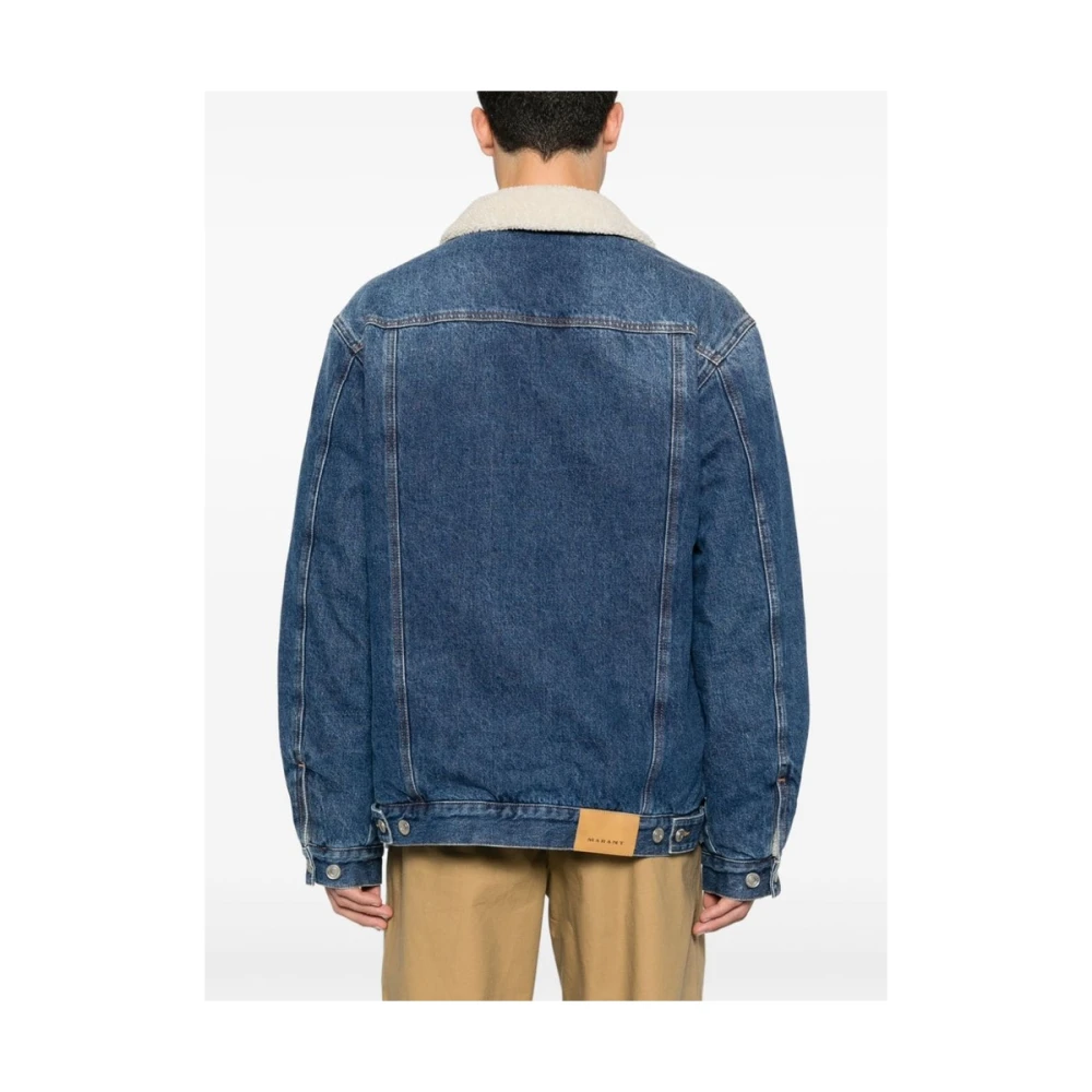 Isabel marant Denimjack met Faux-Shearling Kraag Blue Heren
