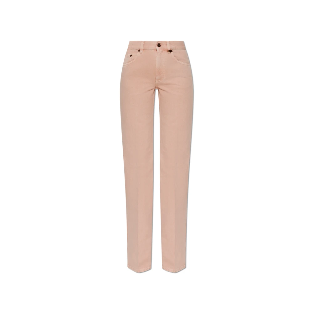 Chloé Women's Pink Straight Fit Jeans, W26, High-Rise Straight-Leg Jeans
