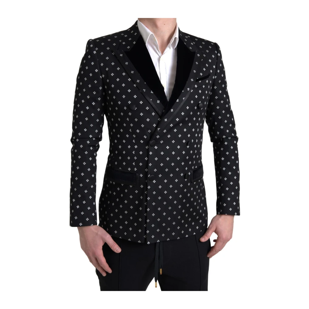 Dolce & Gabbana Geometrisch Patroon Slim Fit Blazer Black Heren