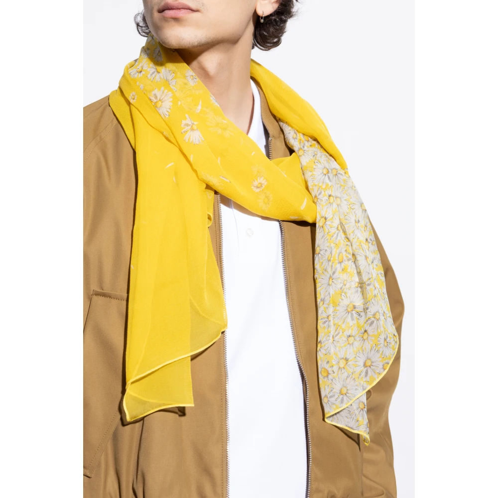 Moschino Zijden sjaal met bloemmotief Yellow Unisex