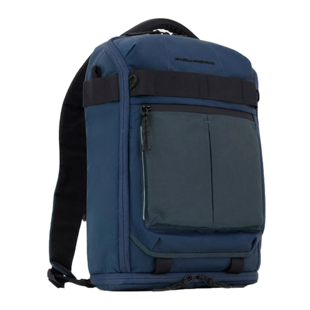 Piquadro Blauwe Stoffen Rugzak Gerecycled Polyester Blue Heren
