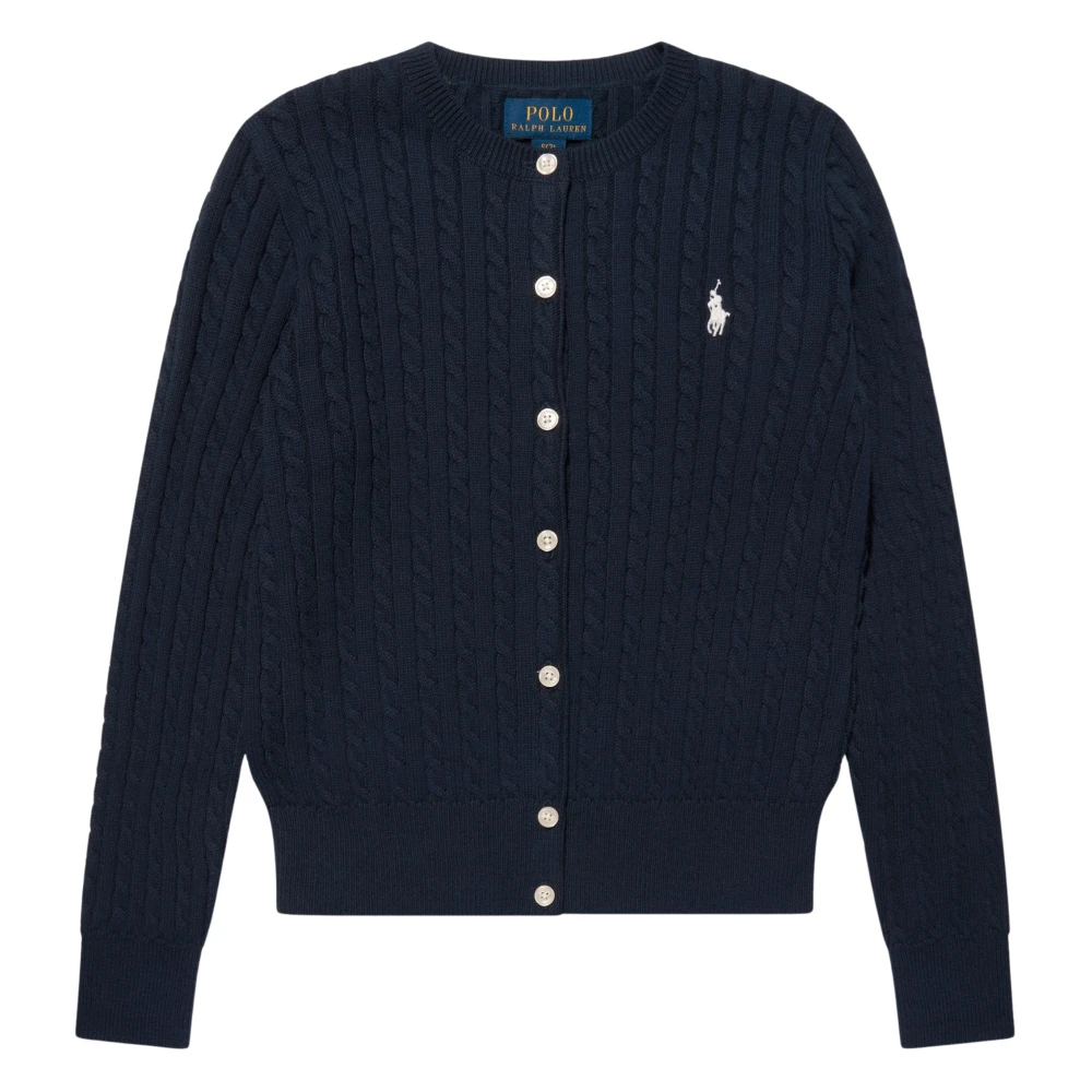 Ralph Lauren Women's Blue Mini Cable Knit Cardigan