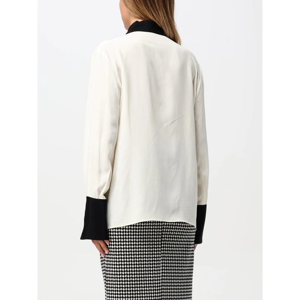 Simona Corsellini Zijden Acetaat Overhemd met Kraag en Manchet Contrast White Dames