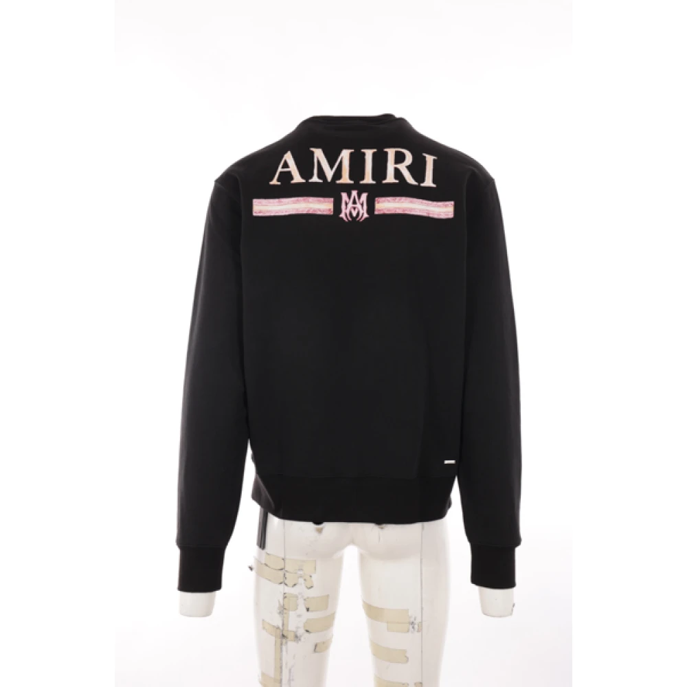Amiri Zwarte Katoenen Jersey Sweater Watercolor Bar Black Heren