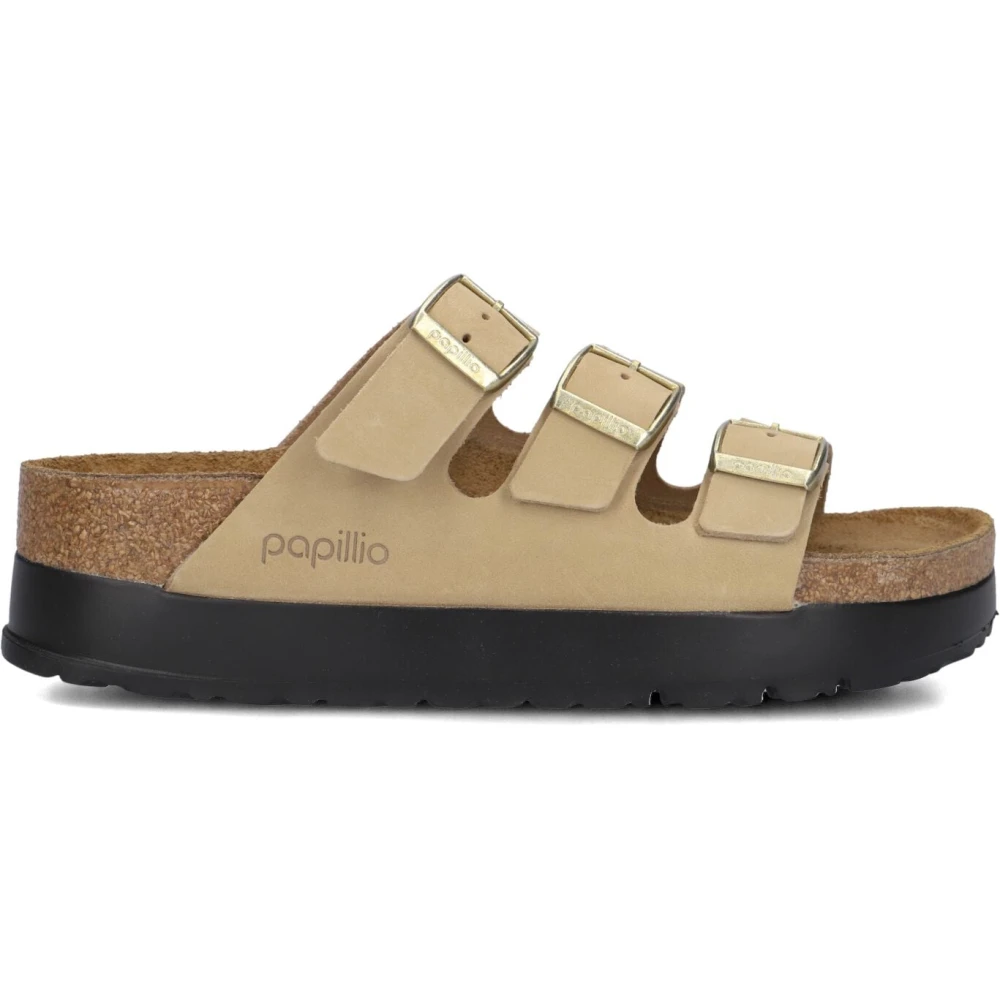 Birkenstock Women's Beige Platform Slippers For Summer - Sliders - 5 Uk - Shoes