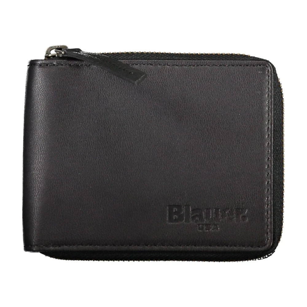 Blauer Heren Portemonnee Zwart Rond Rits Sluiting Black Heren