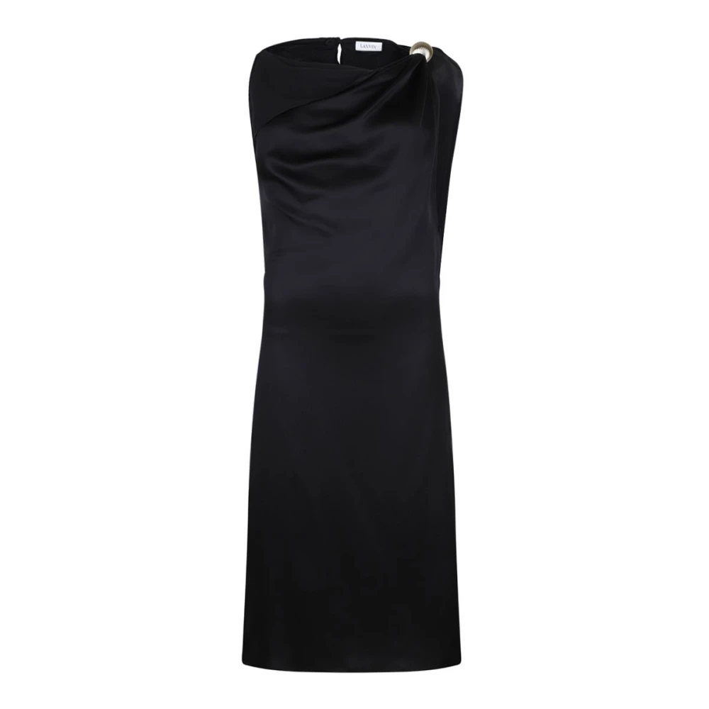 Lanvin Black Midi Dresses, Female, 2XS, Arpège Ring Draped Dress