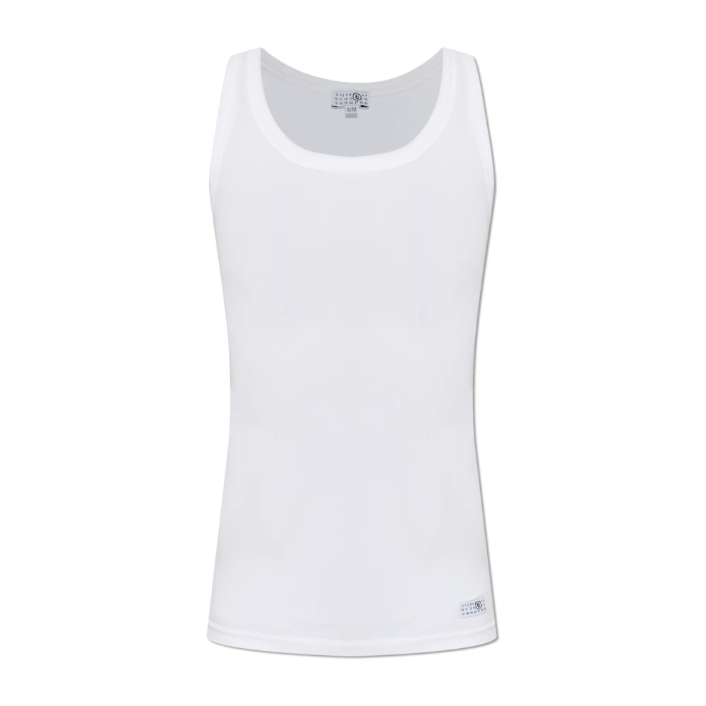 Mm6 Maison Margiela Vrouw Wit Tops Dames, L, Leer, Ondergoed Tanktop