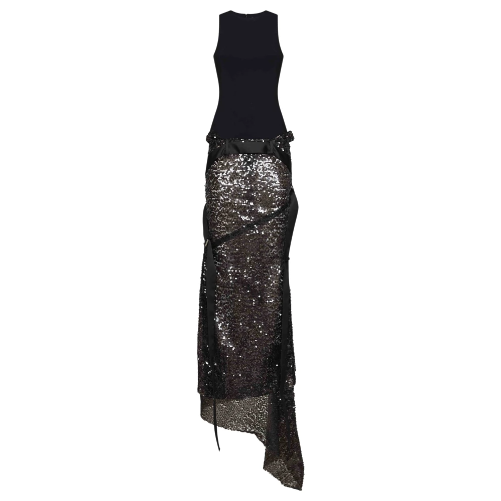 The Attico Donna Nero - Abito Lungo Con Paillettes E Cut-Out - Dresses - S