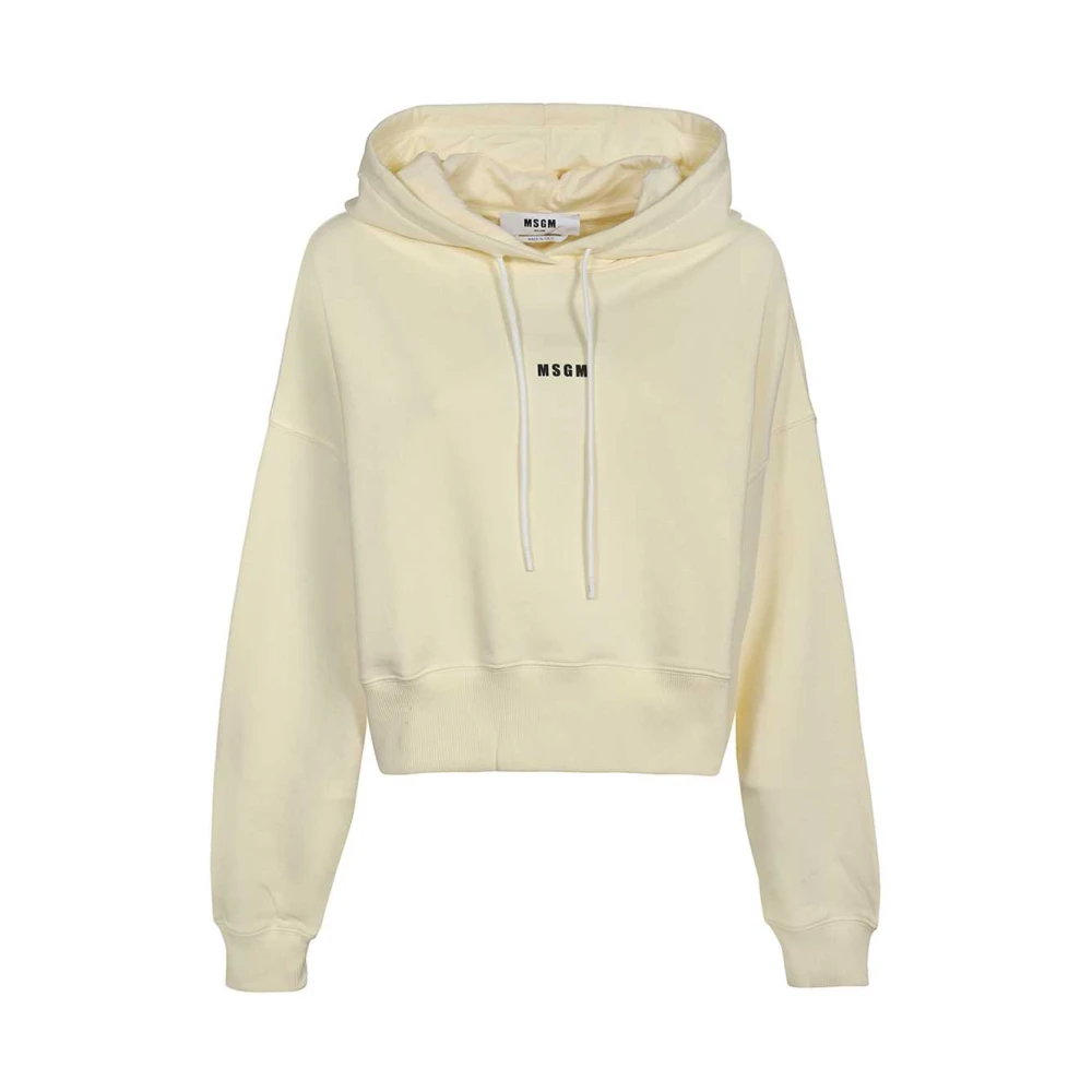 Msgm Katoenen hoodie met logo print Beige Dames