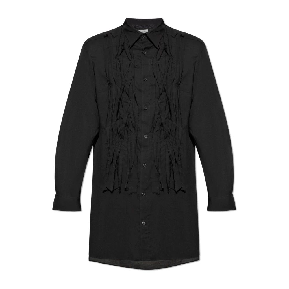Y-3 Lange geplooide overhemd Black Heren