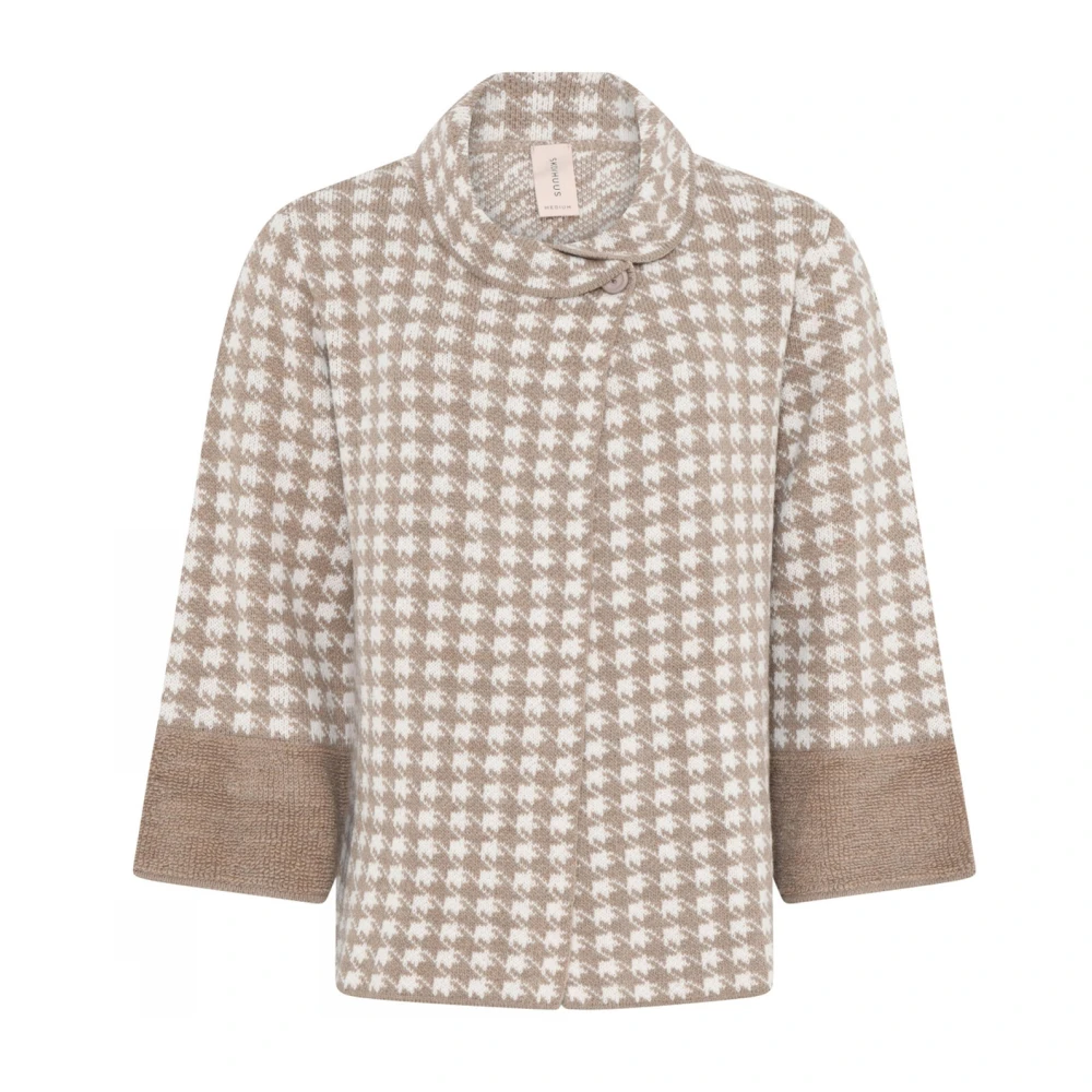Skovhuus Geruite wollen cape vest kameel Brown Dames