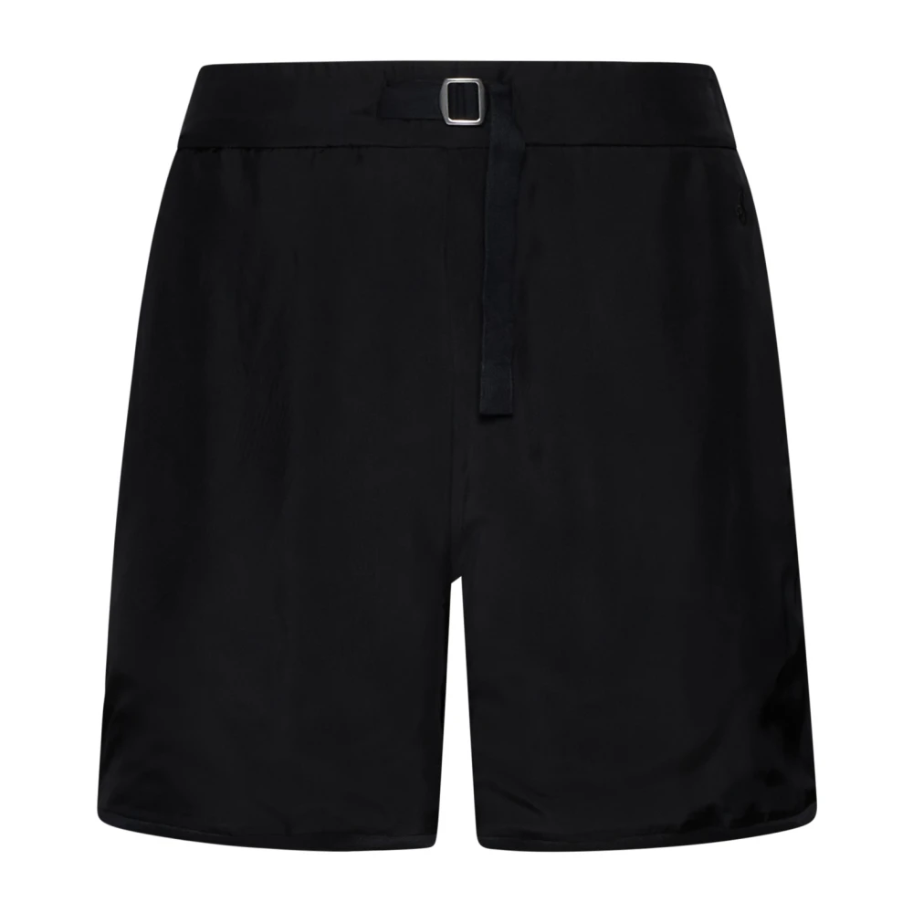 Jil Sander Zwarte Elastische Taille Shorts Black Heren