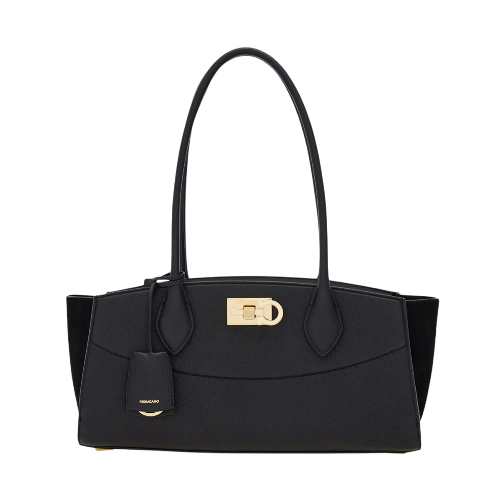 Ferragamo , Shoulder Bags, Female, Black, One Size, Studio Soft East West Bag