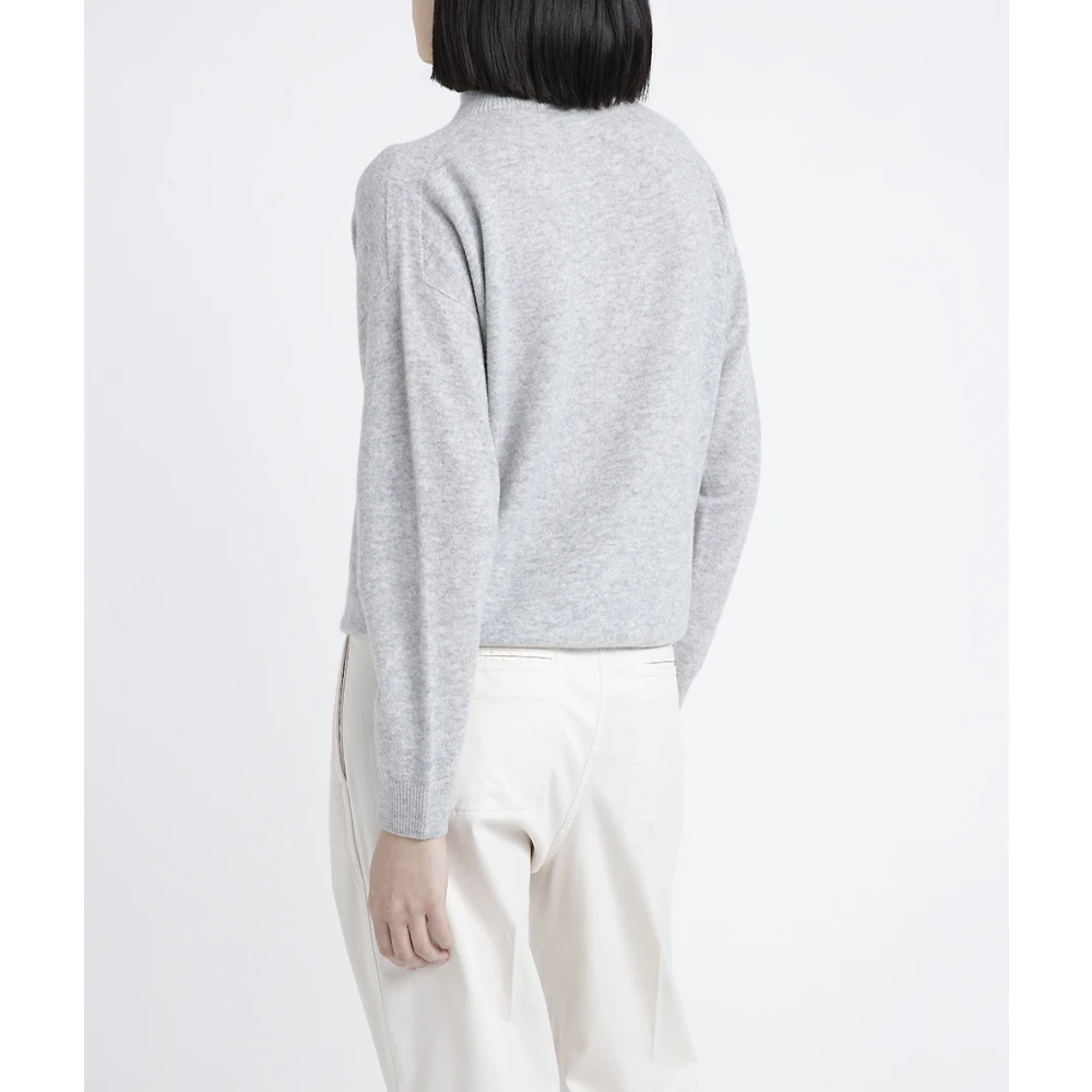PESERICO Hoge hals trui in kasjmier en Lurex Gray Dames