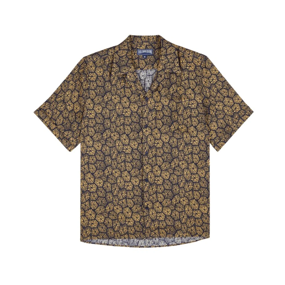 Vilebrequin Carapaces Bowling Shirt in Linnen voor Heren Brown Heren