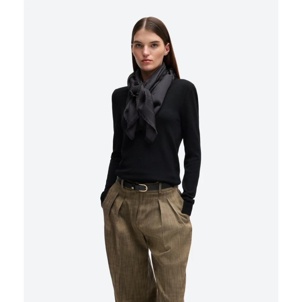 Hugo Boss Jacquard Monogram Franje Sjaal Black Dames