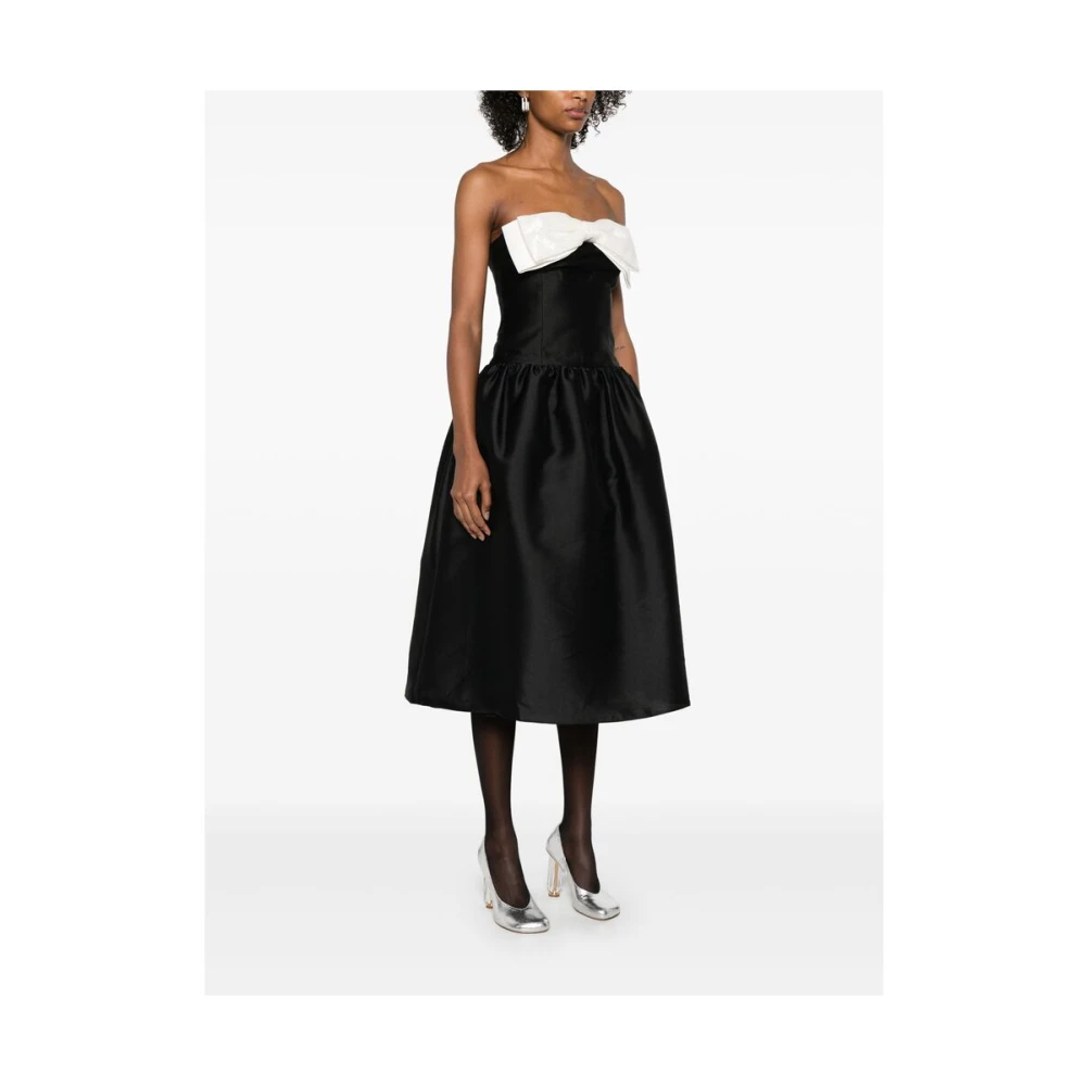 Self Portrait Strapless Zwarte Jurk met Zakken Black Dames