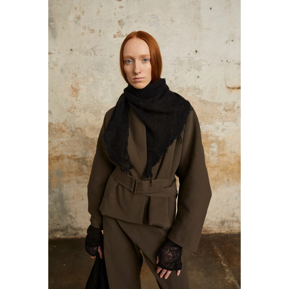 Cortana Onye zwart open gebreide bandana Black Dames