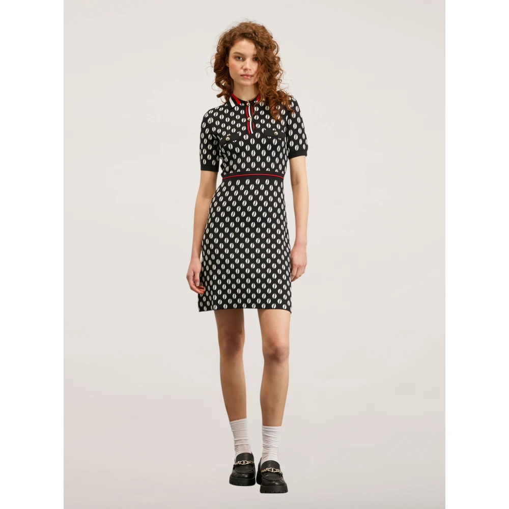 Motivi Korte Jacquard Polo Shirt Jurk Multicolor Dames