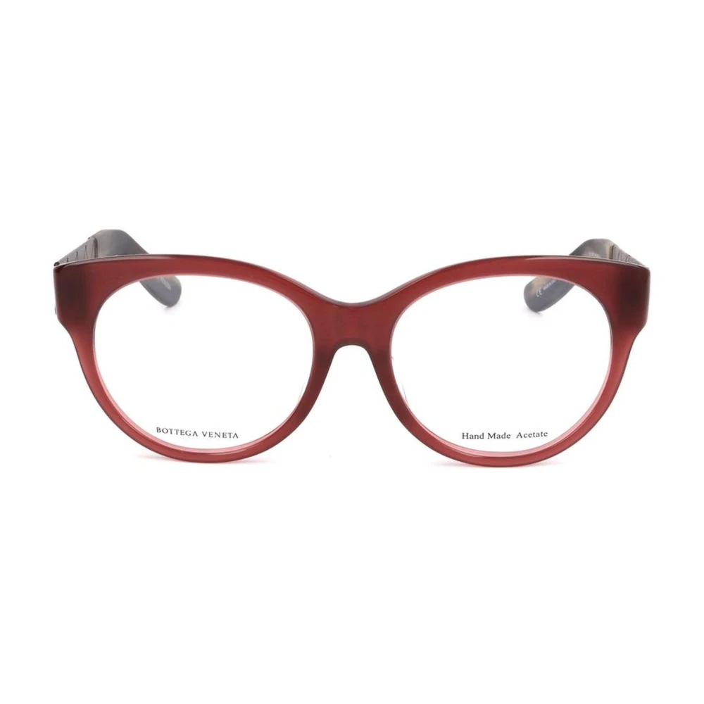 Bottega Veneta Rode Acetaatframes met Leren Wijzerplaat Red Dames