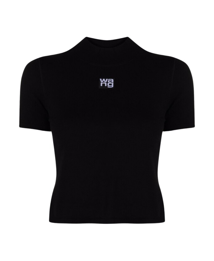 Camiseta cuello alto Viscosa /Elastano negro MUJER