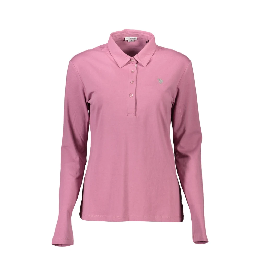 U.s. Polo Assn. Elegante Roze Lange Mouw Polo Shirt Pink Dames
