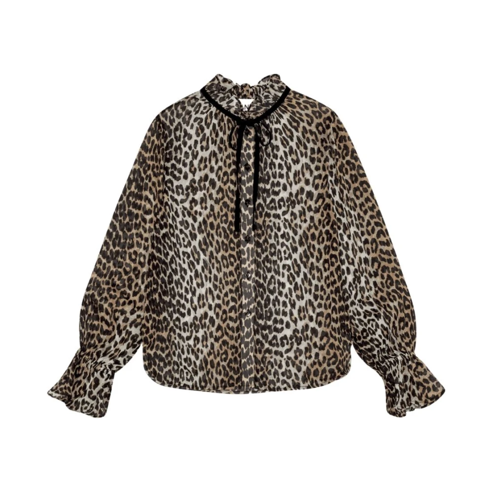 Ganni Chiffon Tie String Shirt - Female - Blouses - Brown - S - Blouses & Shirts