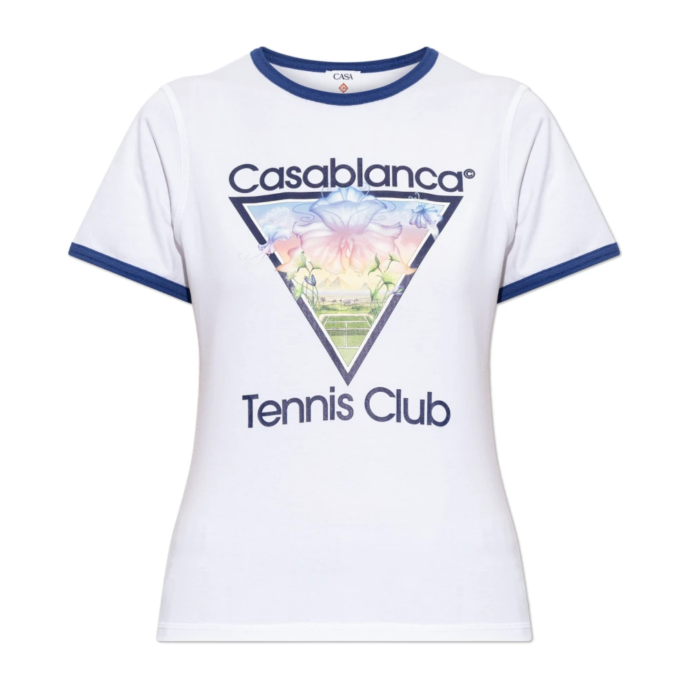 Casablanca Tennis Club Icon T-Shirt - Female - T-Shirts - White - S - Tops