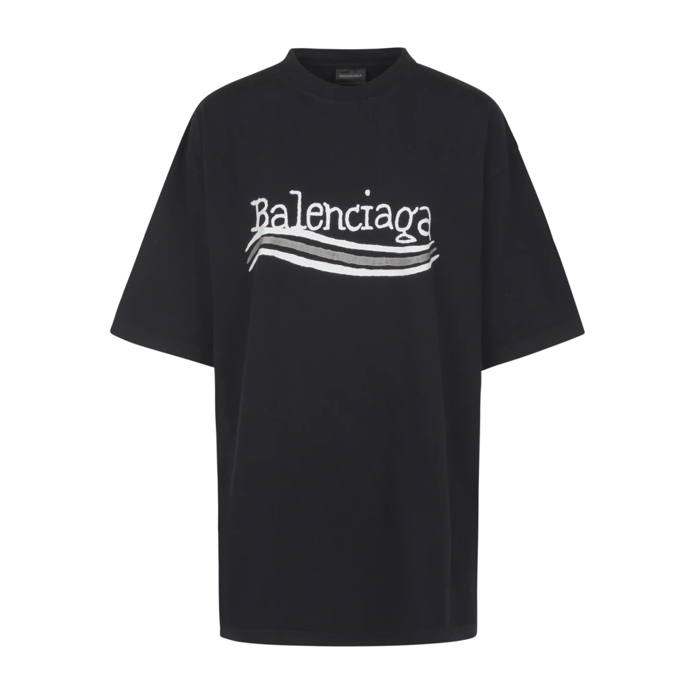 Balenciaga Logo T-Shirt Zwart Katoen Oversized Fit Black Heren