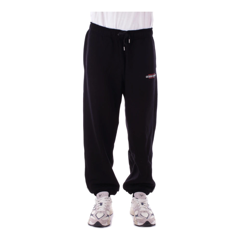 Guess Zwarte Logo Voor Trekkoord Broek Black Heren
