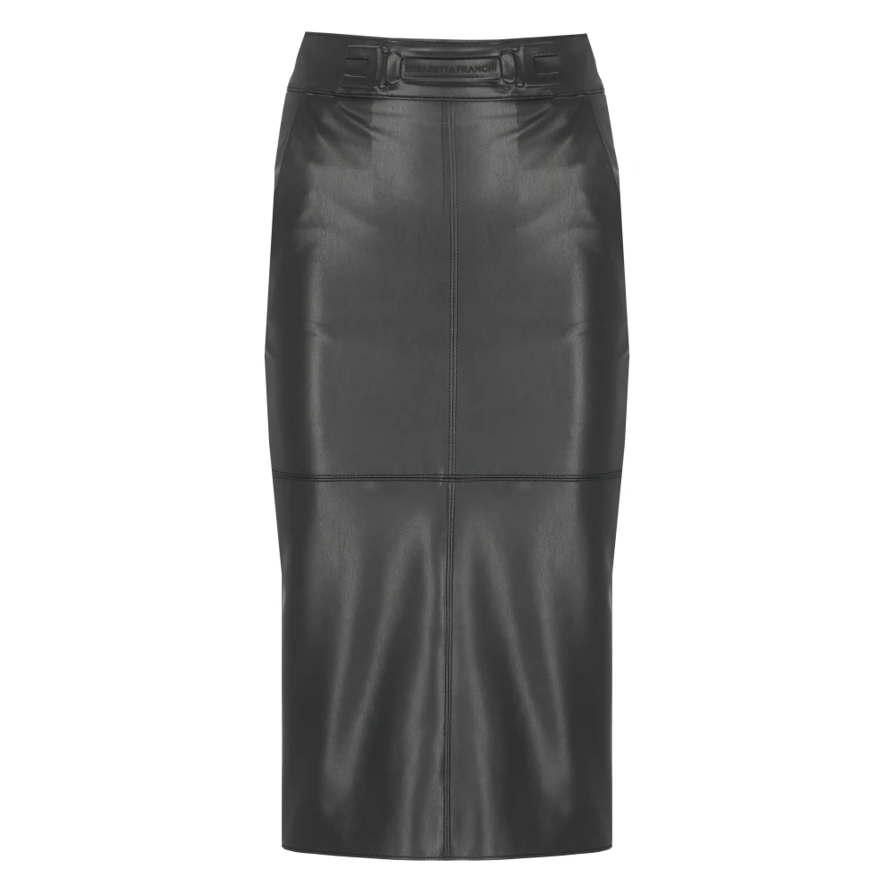 Elisabetta Franchi Black Skirt With Embossed Logo - Female - Midi Skirts - S - Skirts