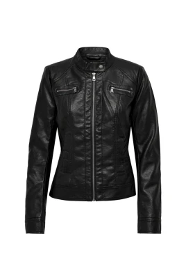 Faux läder bikerjacka
